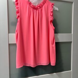 Lilly Pulitzer Bright Pink Ruffle Blouse